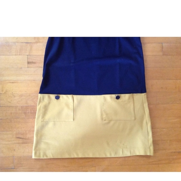 Forever 21 Women's A-Line Dress Blue & Yellow Button Design Size Medium - Picture 6 of 12